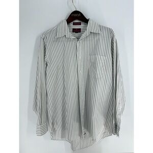 VTG Nordstrom Striped Regular Fit 80's‎ 2 Ply Classic Button-Up Shirt White